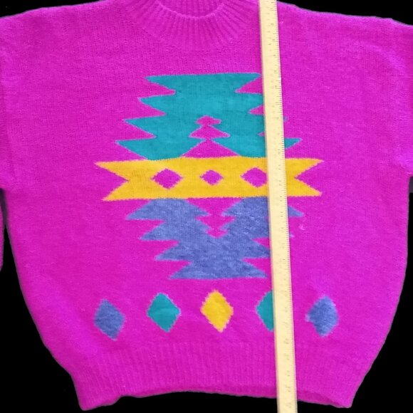 Womens Fushia Pink Geometric Shapes Sweater Collections Plus Size 44 24W Pullove - Picture 5 of 6